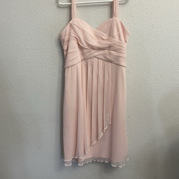 Junior Bridesmaid/‎ Flower Girl Dress Size 12 Petal Pink David's Bridal Chiffon - Picture 1 of 7